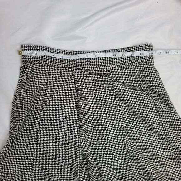 VINTAGE 90s skirt black houndstooth academia pleated with pockets 8 - Picture 5 of 8